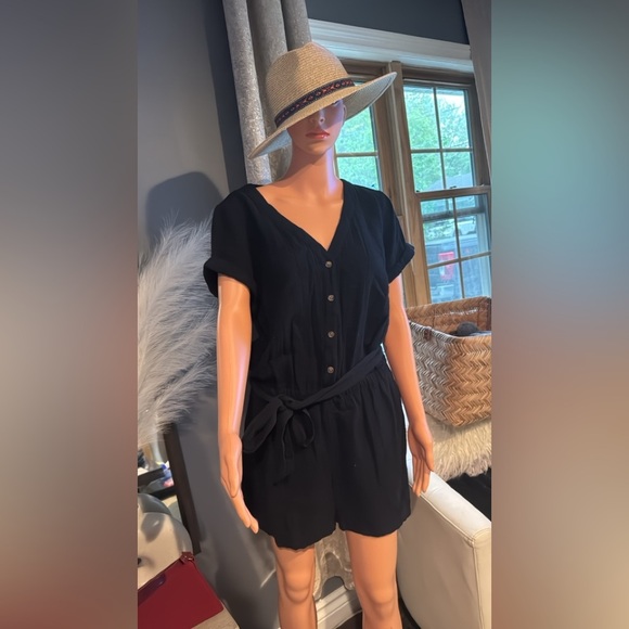 LOFT Black Button-Down Jumpsuit - Picture 1 of 8